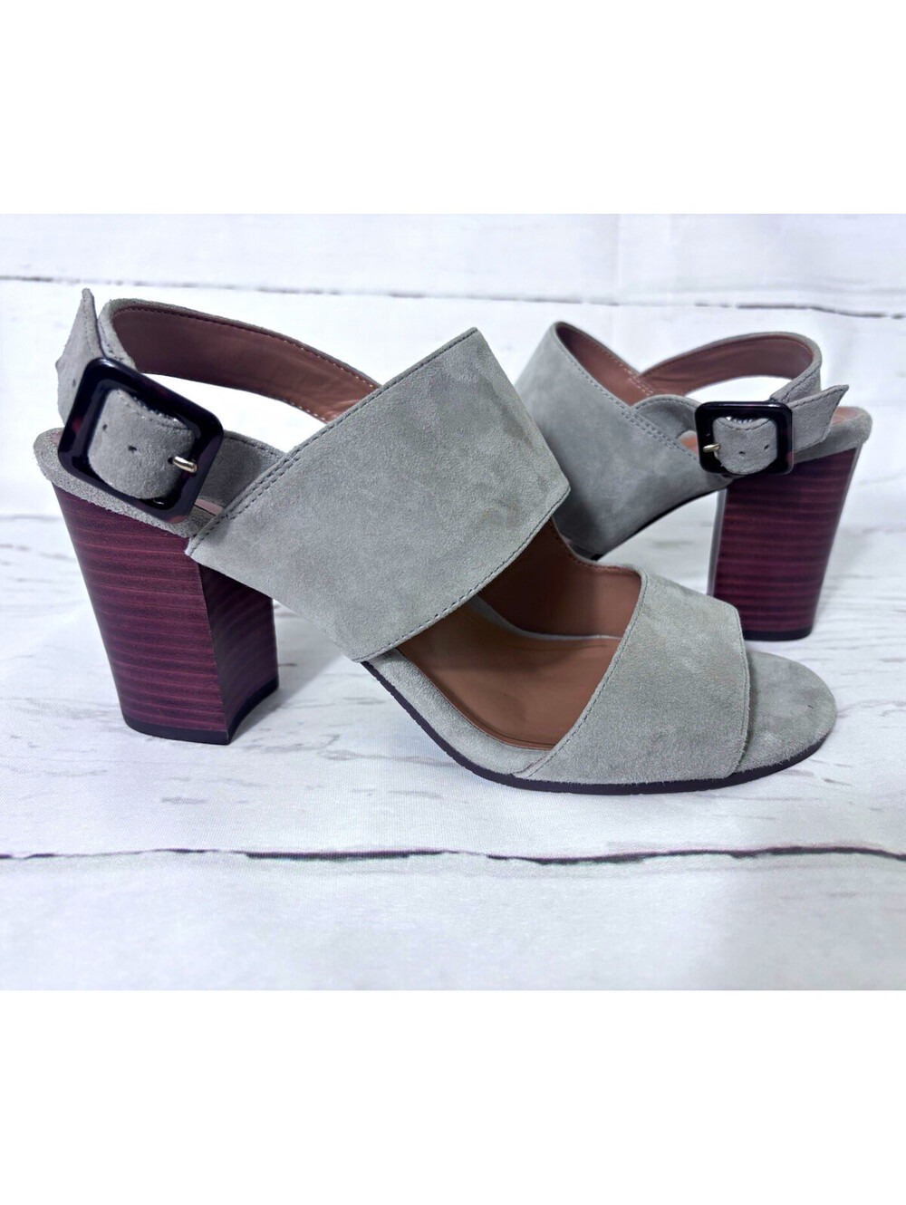Vionic Perk Bianca Suede Sandals Orthotic Block Heel Slingback Sz 10